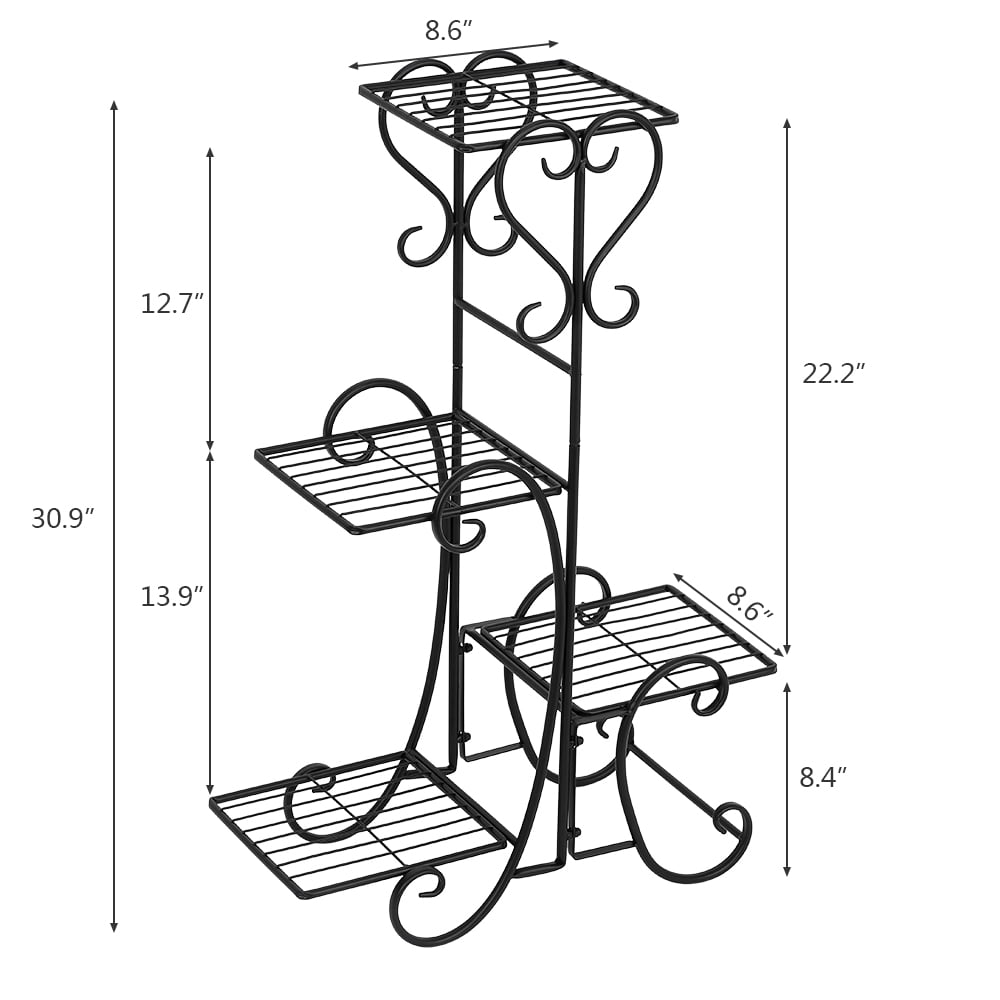 Lowestbest 4 Potted Plant Stand, Heavy Duty Potted Holder Outdoor Plant Shelves for Flower Pot, Indoor/ Outdoor Metal Rustproof Iron Garden Planting Pot Stand for House, Garden, Patio (Square) Lowestbest 4 Potted Plant Stand, Heavy Duty Potted Holder Outdoor Plant Shelves for Flower Pot, Indoor/ Outdoor Metal Rustproof Iron Garden Planting Pot Stand for House, Garden, Patio (Square)