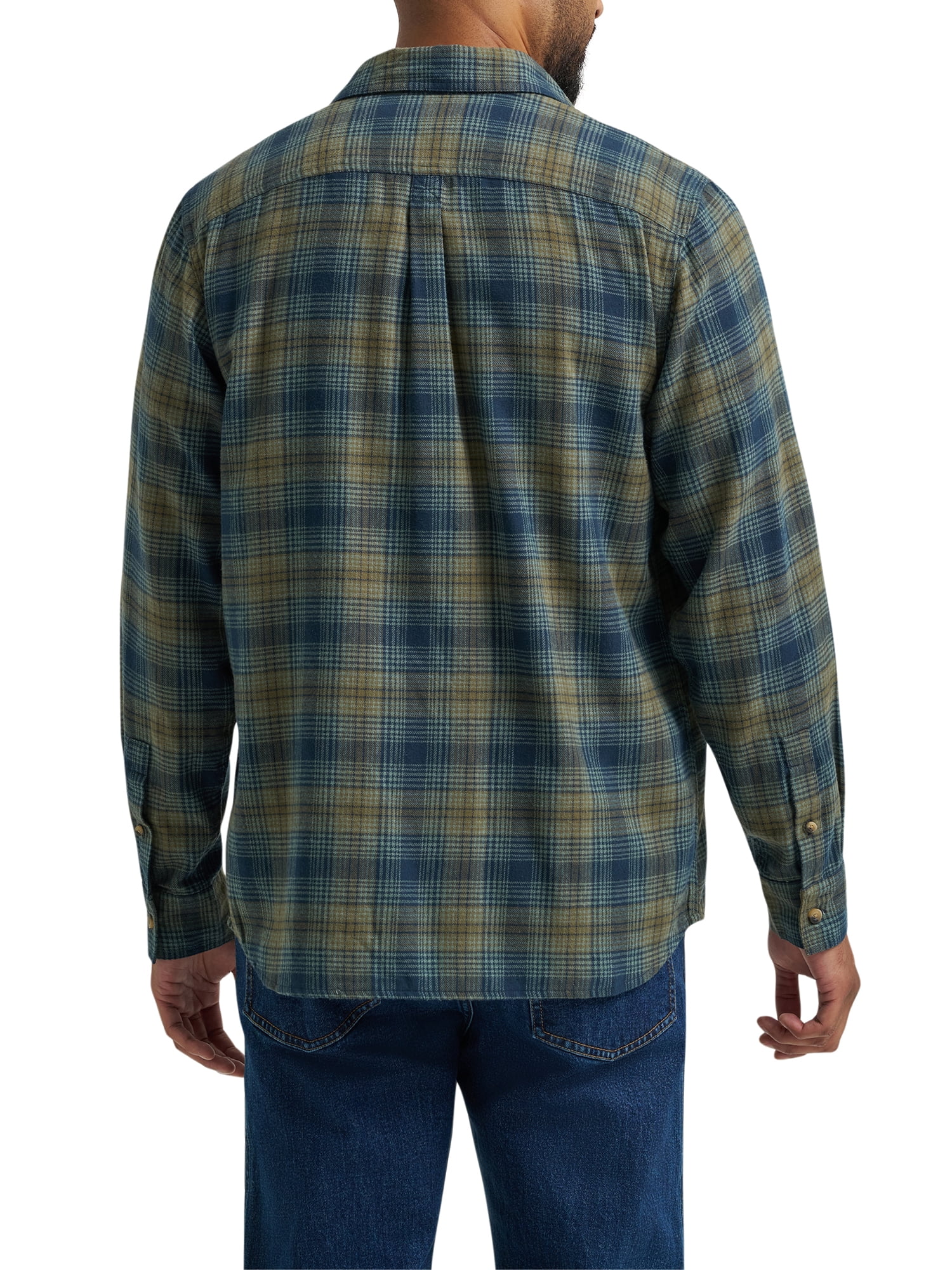 Wrangler® Men's and Big Men's Relaxed Fit Brushed Flannel Shirt with Long Sleeves, Sizes S-5XL