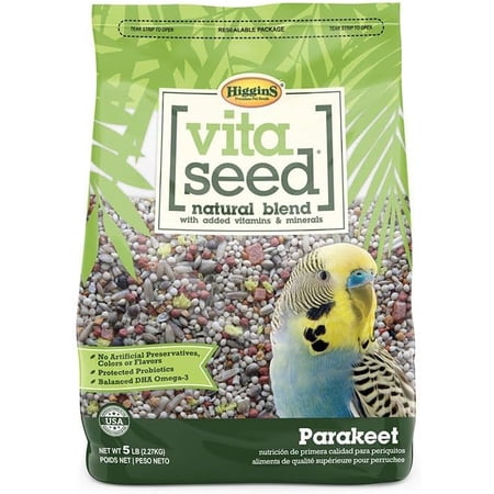 Higgins Vita Seed Parakeet Food 5 lbs. Premium Seed Blend w/ Probiotics & DHA