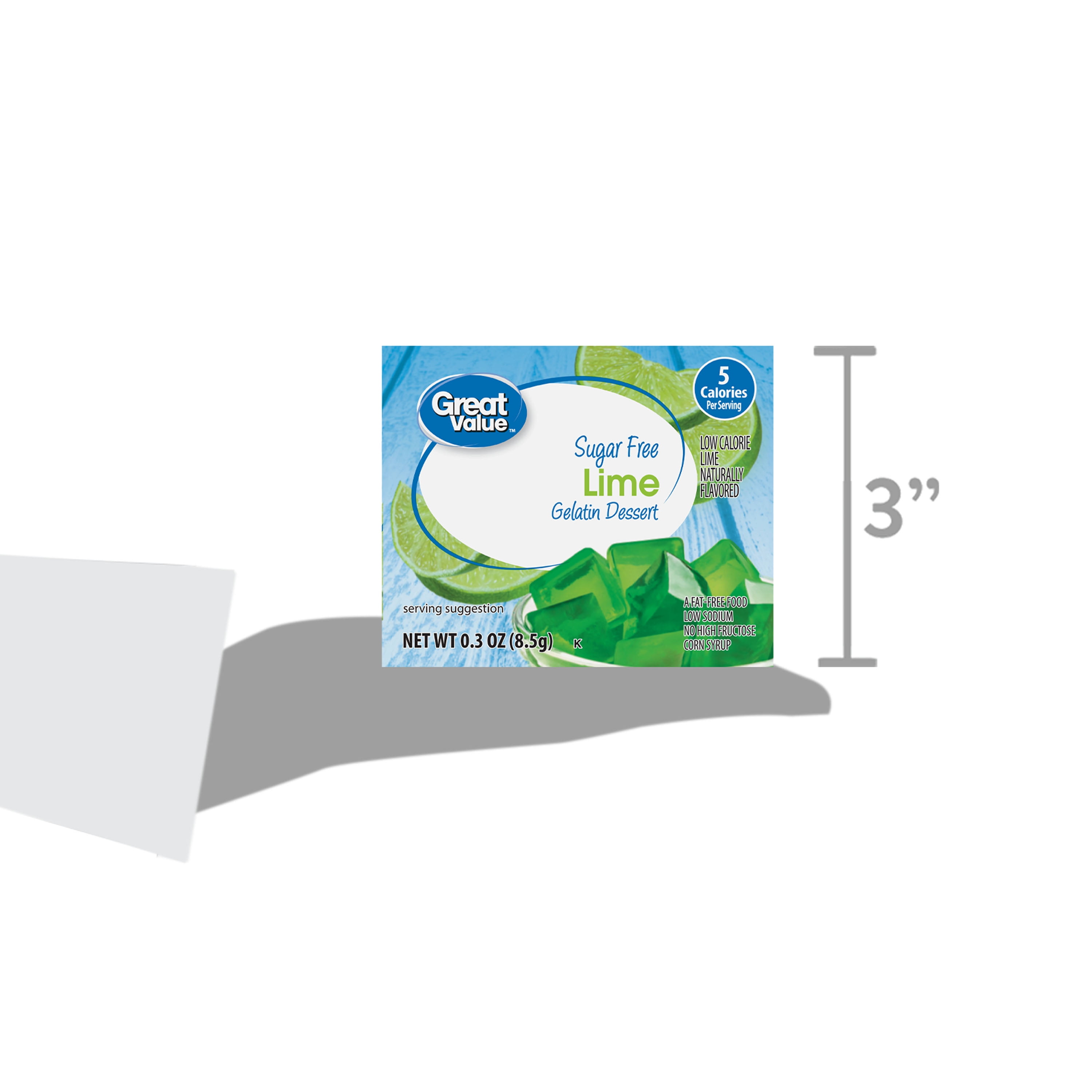 (6 pack) Great Value Sugar Free Lime Gelatin Dessert, 0.3 oz, 4 Servings per Box
