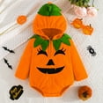 thumbnail image 3 of WIBACKER Infant Toddler Baby Girl Boy Halloween Outfits Pumpkin Costumes Cute Hooded Romper Jumpsuit Cosplay Clothes, 3 of 9