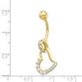 thumbnail image 3 of 10k Yellow Gold Cubic Zirconia Cz Huggy Heart Belly Button Rings Screw Navel Bars Body Piercing Naval, 3 of 7