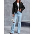 thumbnail image 4 of Women Crop Top Double Breasted Trench Coat with Shoulder Sleeves and Cut Jacket with Pockets, 4 of 6