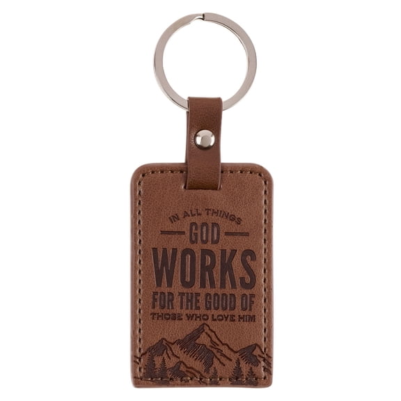Christian Art Gifts Novelty Inspirational Scripture Vegan Leather Split Metal Keychain for Men & Women: God Works fo, (Hardcover)