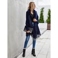thumbnail image 4 of Women's Faux Fur Collar Cloak Knit Capes Shawl Tassel Batwing Sleeve Open Front Cardigans Sweater Coat, 4 of 4