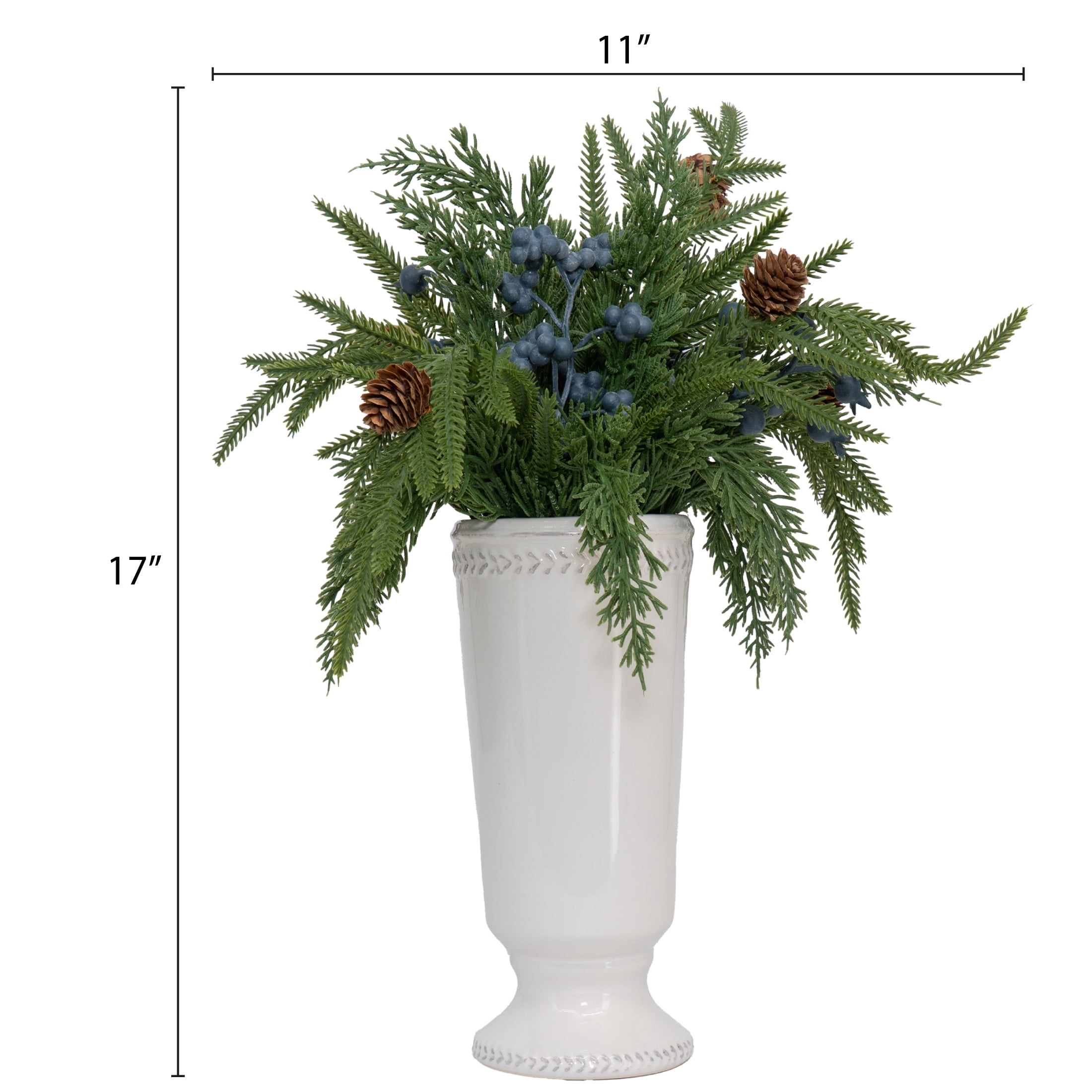 My Texas House Evergreen, Pinecone, and Berry Christmas Arrangement in Pot, Multicolor, 16"