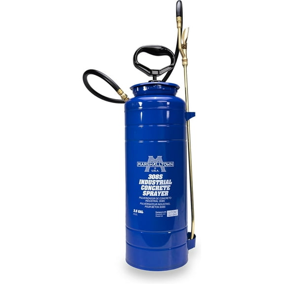 MARSHALLTOWN Industrial Concrete Sprayer, 3.5 Gallon Pump Sprayer, Brass Wand, Spray Solvents and Releases, 308S