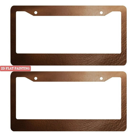 2Packs License Plate Frames with Brown Leather Texture Pattern Includes Screws & Caps Full Accessories Included Size 6.3x12.2inch(16x31cm)