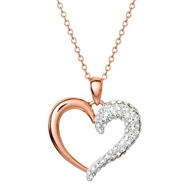 Brilliance Fine Women's Sterling Silver 14KT Gold Plated Crystal Heart Pendant 18" chain