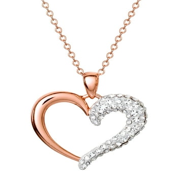 Sterling Silver 14KT Gold Plated Crystal Heart Pendant 18" chain