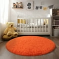 thumbnail image 2 of SARAG 3x3ft Round Area Rug for Bedroom,Fluffy Circle Rugs for Living Room Kids Room,Home Decor Shaggy Carpet Fuzzy Plush Rug for Nursery Room,Orange, 2 of 7