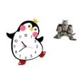 thumbnail image 1 of Reloj de pared de madera con diseño de pingüino de dibujos animados, figura de búho, estatua, adorno de mesa, escultura para dormitorio, sala de estar, 1 of 8