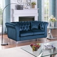 thumbnail image 6 of Chesterfield Velvet Small Sofa Love Seat, Button Tufted Couch Loveseat With Scroll Arms and Gold Metal Legs For Living Room Office Apartment, 6 of 8