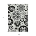 thumbnail image 3 of 8' X 10' Black Gray And Silver Floral Medallion Washable Indoor Outdoor Area Rug, 3 of 5