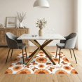 thumbnail image 3 of ODIKA 5'x7' Washable Area Rug Boho Vintage Butterfly Sunflower Motifs Bedside Vinyl Orange Refined Structured for Dining Room, Under Table, Home Office, Non-Slip Chair-Friendly, 3 of 7