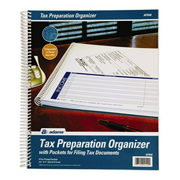 adams tax record organizer, 9.5 x 11 inches, with 8 preprinted pockets