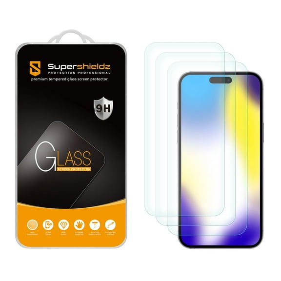 (3 Pack) Supershieldz Designed for iPhone 15 Pro Max (6.7 inch) Tempered Glass Screen Protector, Anti Scratch, Bubble Free