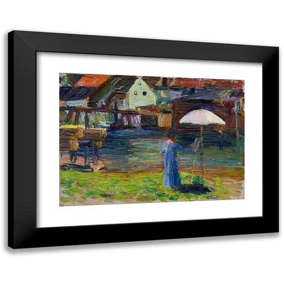 Wassily Kandinsky 14x11 Black Modern Framed Museum Art Print Titled - Kallmunz - Gabriele Munter Painting I (1903)
