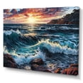 thumbnail image 2 of Designart "Green Sunset At The Beach V" Modern Landscape Beach Canvas Print, 2 of 5