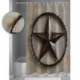 thumbnail image 3 of Extra Long Shower Curtain 72x96 Inch, Rustic Star Brown Shower Curtain Waterproof Bathroom Decor Retro Country Farmhouse Aesthetic Fabric Bath Curtain Set Accessories with Hooks, 3 of 6