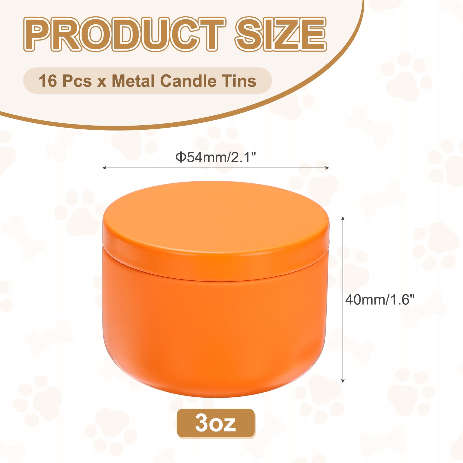 3oz Candle Tins, 16pcs Metal Candle Tins Jars with Lids Round Empty Tin Can Containers Bulk for Storage Tea and Making DIY Arts Crafts Christmas Gifts, Orange