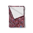 thumbnail image 2 of Peacock Soft Flannel Fleece Throw Blanket, Male Displays His Plumage Majestic Surreal Wildlife Themertwork, Cozy Plush for Indoor and Outdoor Use, 50" x 60", Burgundy Blue, by Ambesonne, 2 of 6