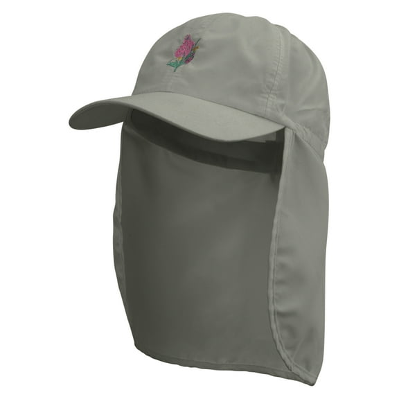 Blooming Lilac Embroidered Flap Hats - Grey OSFM