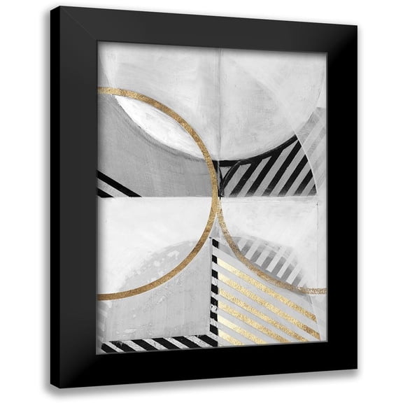 Cartissi 11x14 Black Modern Framed Museum Art Print Titled - Black White Gold III