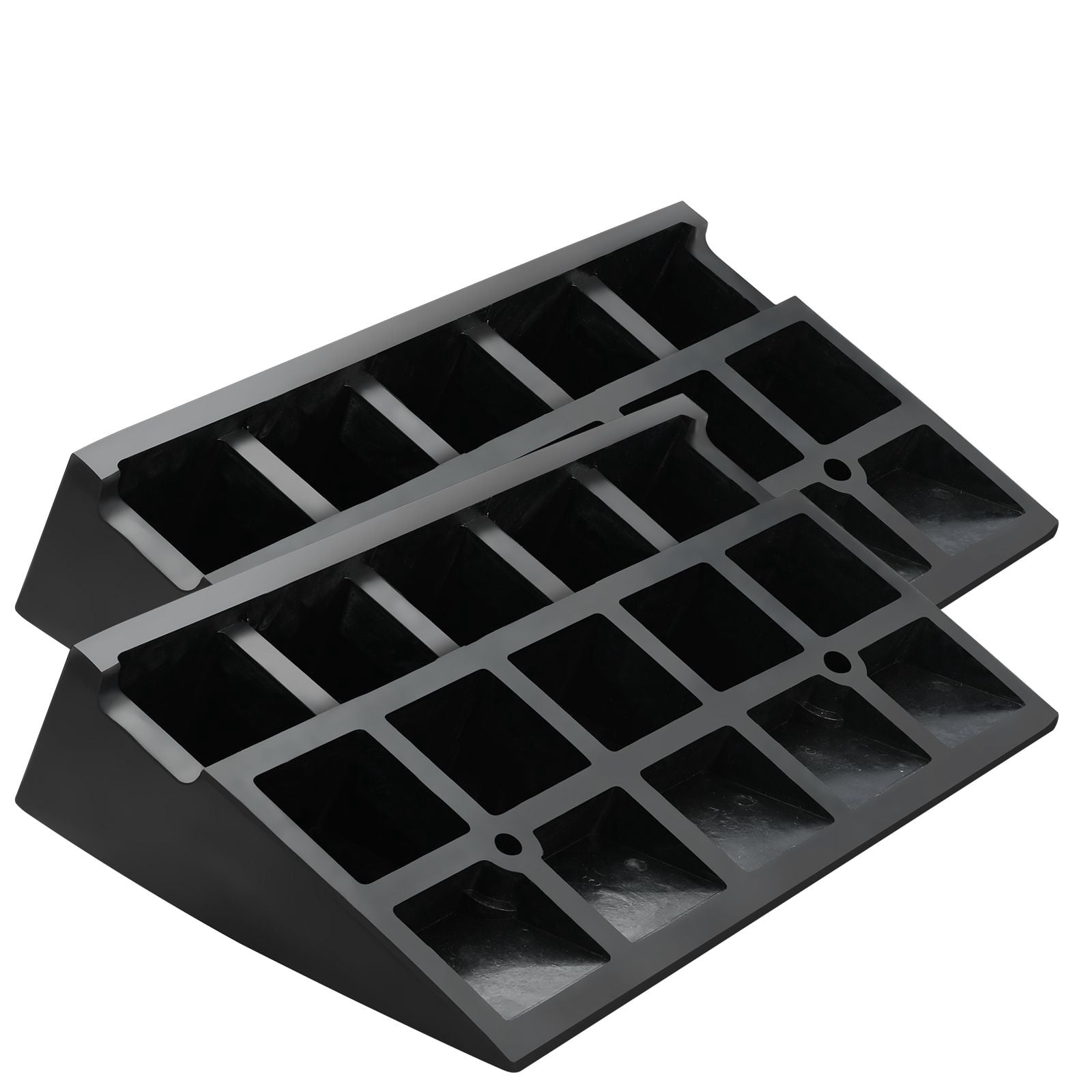 Rubber Curb Ramp 2 Pack, 5" Rise Height Heavy-Duty 33069 lbs/15 T Capacity Threshold Ramps, Driveway Ramps with Stable Grid Structure for Cars, Wheelchairs, Bikes, Motorcycles