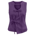 thumbnail image 4 of Cilsoka Women's Summer Sleeveless Cotton Linen Tank Tops 2026 Tie Front V Neck Wrap Tank Tops Split Front Dressy Going Out Top Shirt, 4 of 5