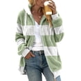 thumbnail image 5 of Sksloeg Jackets for Women Trendy Print Zip Up Cardigan Coats Oversized Fluffy Sherpa Outerwear with Pockets,Mint Green 5XL, 5 of 7