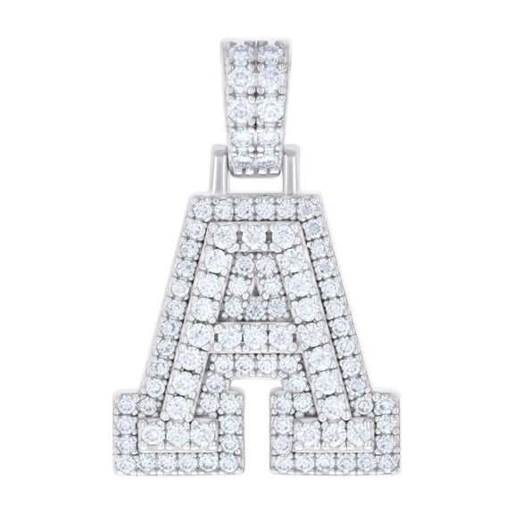 925 Sterling Silver Round Cut Moissanite Initial 'A' Pendant Unisex Letter Charm