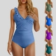 thumbnail image 6 of Feimerou One Piece Swimsuit Women Tummy Control High Waisted Sexy Ruffle V Neck Bathing Suits Back Cutout Slimming Push Up Monokini Swimsuits, 6 of 6