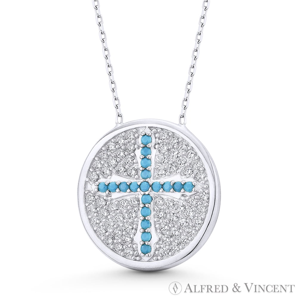 925 Sterling Silver CZ Round Pendant Necklace Adorned with Austrian Crystal