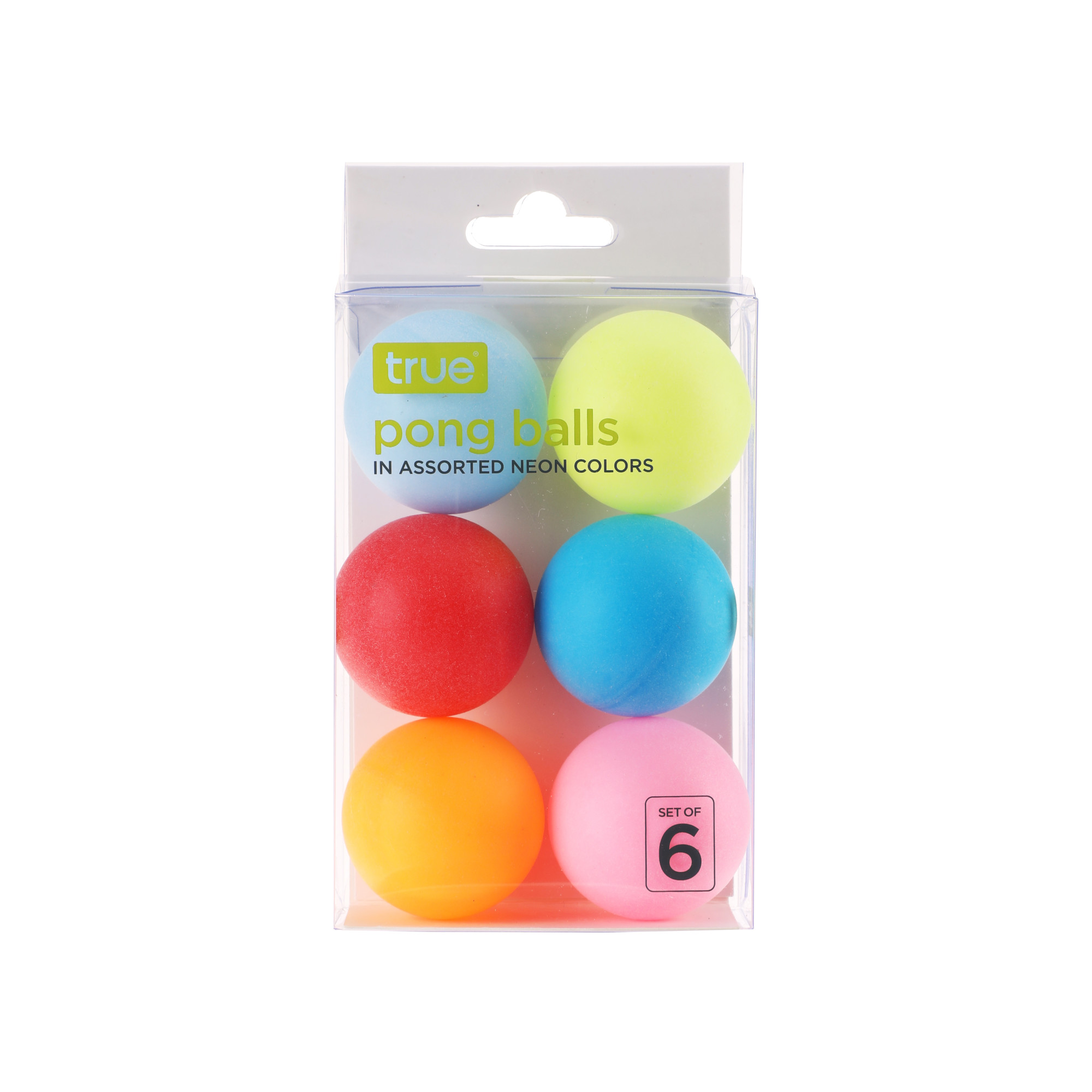 True Multi Colored Cool Beer Neon Ping Pong Balls Plastic Set of 6