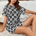 thumbnail image 4 of Pofeuu Checkerboard With Snowflake 1 Print Women's Pajama Set Short/Shorts Soft Button PJs Elastic Drawstring Waist Sleepwear-XX-Large, 4 of 6