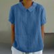 thumbnail image 2 of Vestidos Casuales Para Mujer, Blusas De Mujer De Moda Camisa de lino lisa de verano para mujer, con cuello de muñeca y solapa suelta, bonita, 2 of 6
