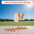 thumbnail image 3 of EDTara Heavy Duty Steel Garment Rack, z-Shape Single Rail With 300lb Capacity, Lockable Wheels, 2 Pvc Powder Covers, Hooks for Retail & Entryway, 3 of 8