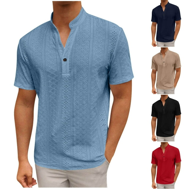 Fanxing Mens Summer T Shirts Khaki Short Sleeve Cooling Eyelet Tops L