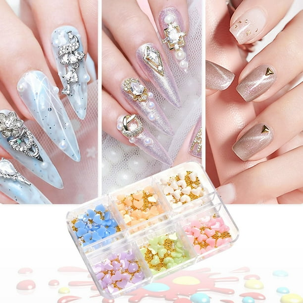 Consumable 3D Flower Nail Art Charms 6 Grids 3D Acrylic Nail Flowers Rhinestone Light Change Pink White Blue Cherry Acrylic Spring Nail Art Supplies With Pearls Manicure DIY Nail Dec Consumable 3D Flower Nail Art Charms 6 Grids 3D Acrylic Nail Flowers Rhinestone Light Change Pink White Blue Cherry Acrylic Spring Nail Art Supplies With Pearls Manicure DIY Nail Dec
