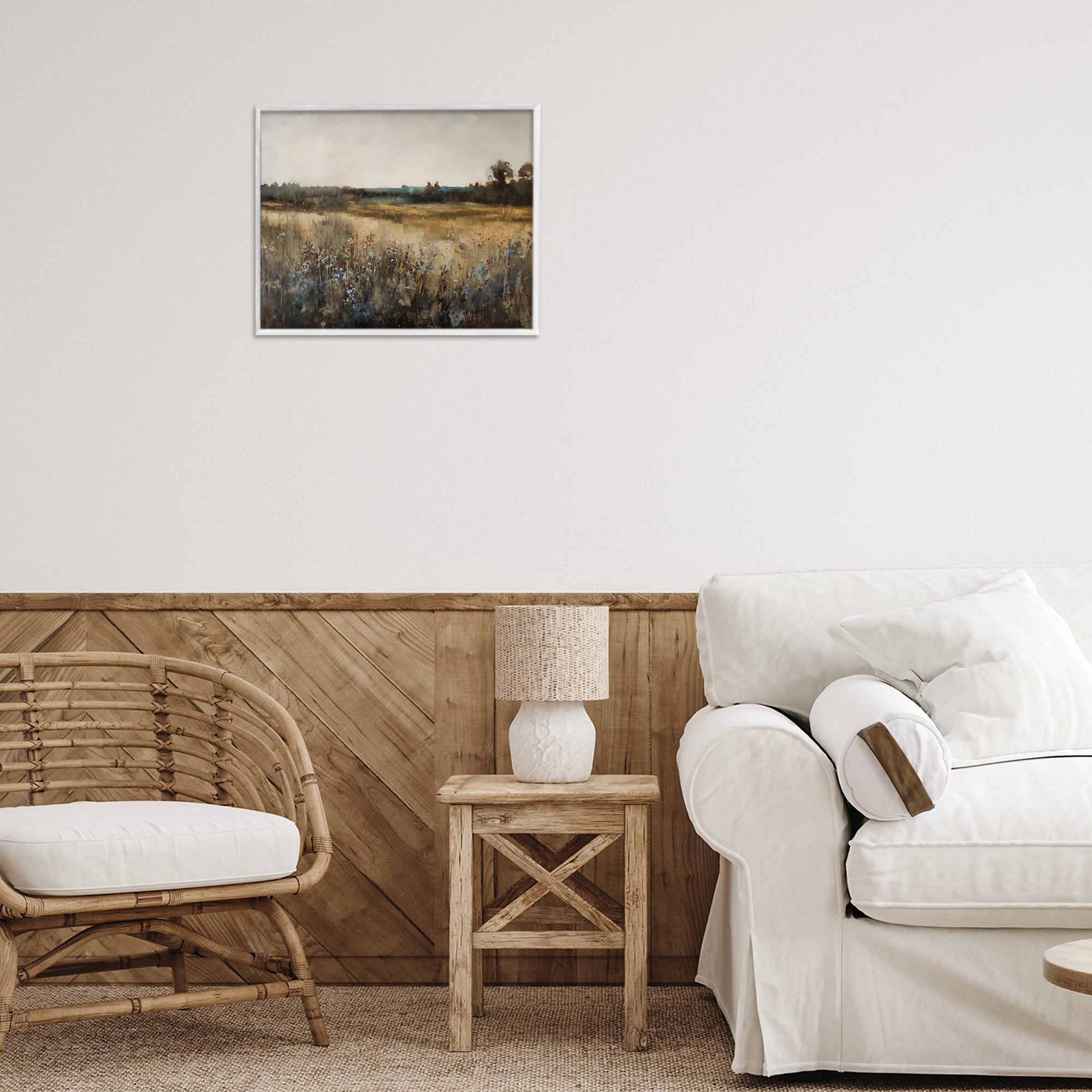 Stupell Industries Wildflowers & Wheat Meadow White Framed Giclee Art, design by Creative Studio