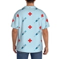 thumbnail image 3 of KLL Syringe And Red Cross Print Men's Shirt Short Sleeve Button Down Summer Cuba Beach Shirts- Large, 3 of 5