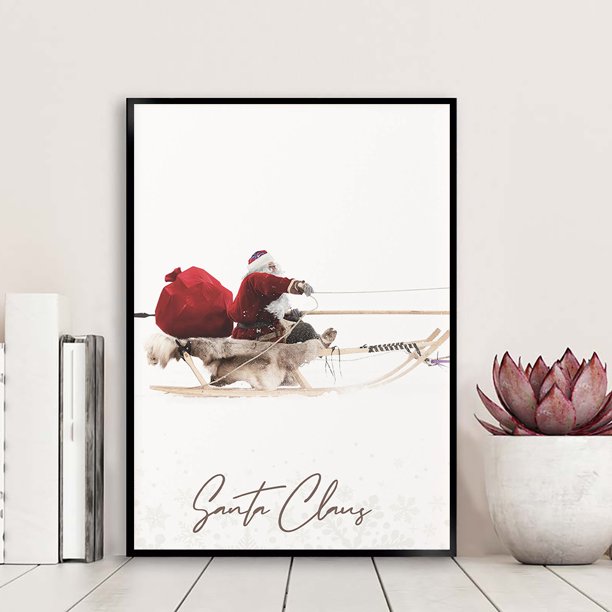 Painting chirstmas panels canvas paintings landscape prints living decor wall Modern Canvas Art Print Santa Claus With Sleigh Poster Painting Wall