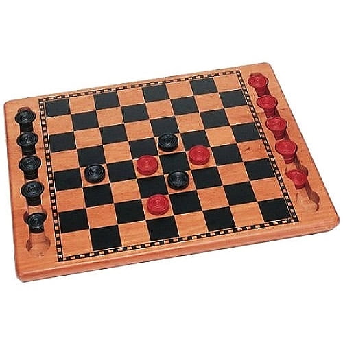 Red & Black Wood Checkers Set