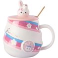 thumbnail image 1 of YWC-Ceramic Coffee Cups Rabbit Cute Mug with Lid Gold Spoon, Novelty Morning Milk Cups Anime Tea Mugs Gift 450ML, 1 of 4
