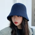 thumbnail image 3 of SPRING PARK Women Elegant Solid Color Thick Wool Bucket Hat Warm Drawstring Fisherman Vintage Knitted Basin Cap, 3 of 7