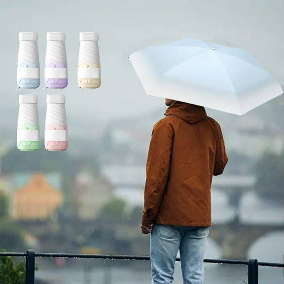 Jacenvly Room Decor Gradient 6-Fold Umbrella Vinyl Sunscreen Ultra-Light Small Mini 50-Fold Sun Umbrella Gift Umbrella