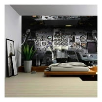 wall26 - Center Console and Throttles in The Airplane - Removable Wall Mural | Self-Adhesive Large Wallpaper - 66x96 inches