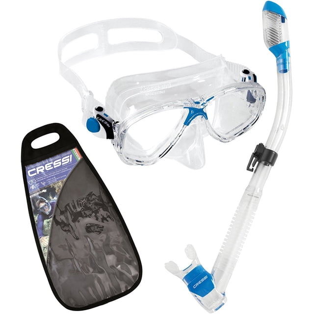 Set de snorkel Cressi Marea y Supernova Dry con máscara de silicona