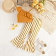 thumbnail image 2 of Ugoldhm Girls Summer Clothes 2 Piece Cute Off the Shoulder Top and Striped Flare-Leg Pant Kids Clothing Set Size 4-8, 2 of 8